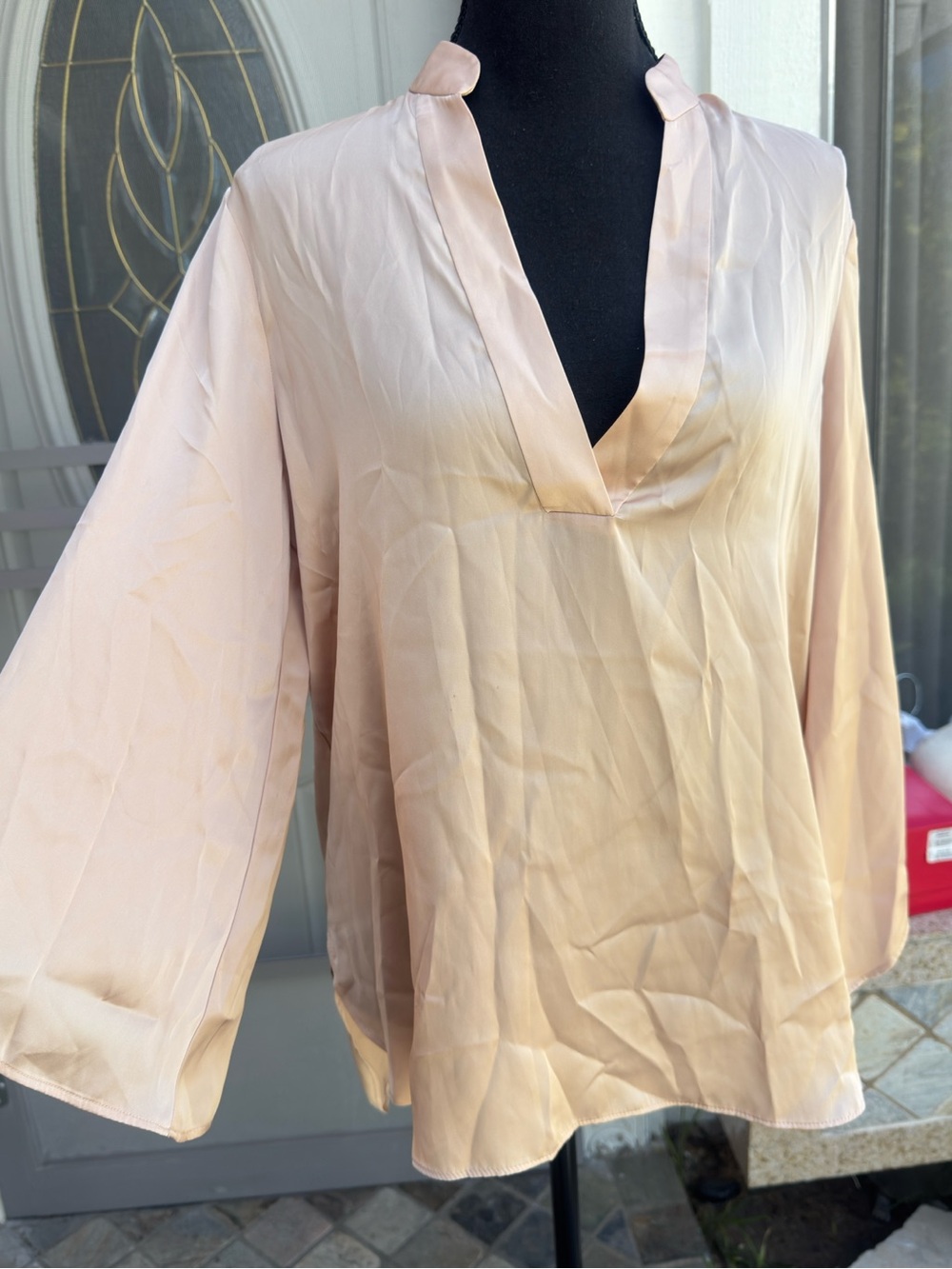 Zara Blush Pink V-Neck Satin Blouse